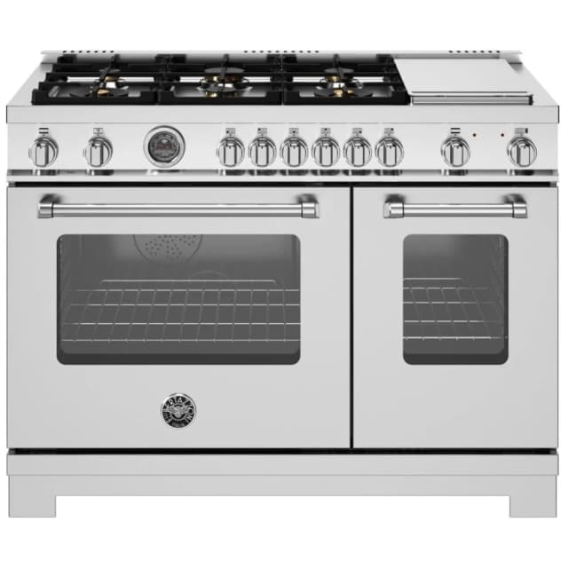 Gas stove with properly lit blue flames after service